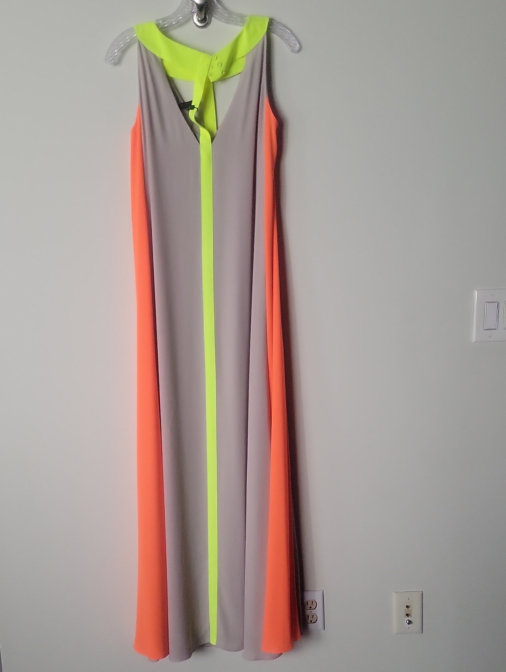 NWT BCBG Wilah Colorblock Neon Maxi Dress Long Orange Gray Relaxed Grecian XS - Picture 7 of 16